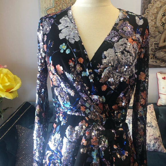 Badgley Mischka sequin dress multi size 4 - Picture 4 of 5